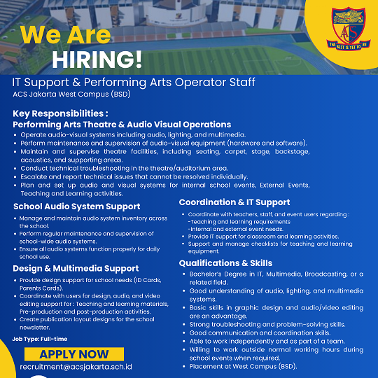 IT Support and Performing Arts Staff BSD